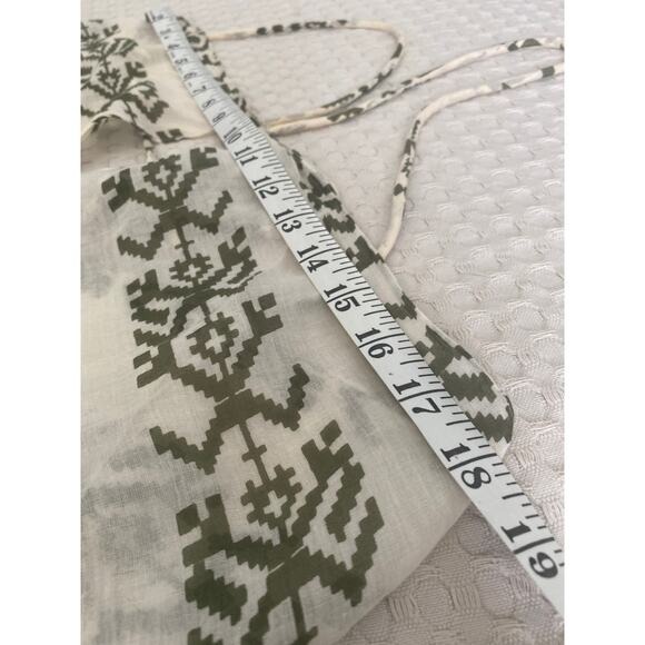 Lovestitch Olive Green Tribal Print Tassel Maxi Dress Handkerchief Hem S/M NEW - Picture 9 of 10